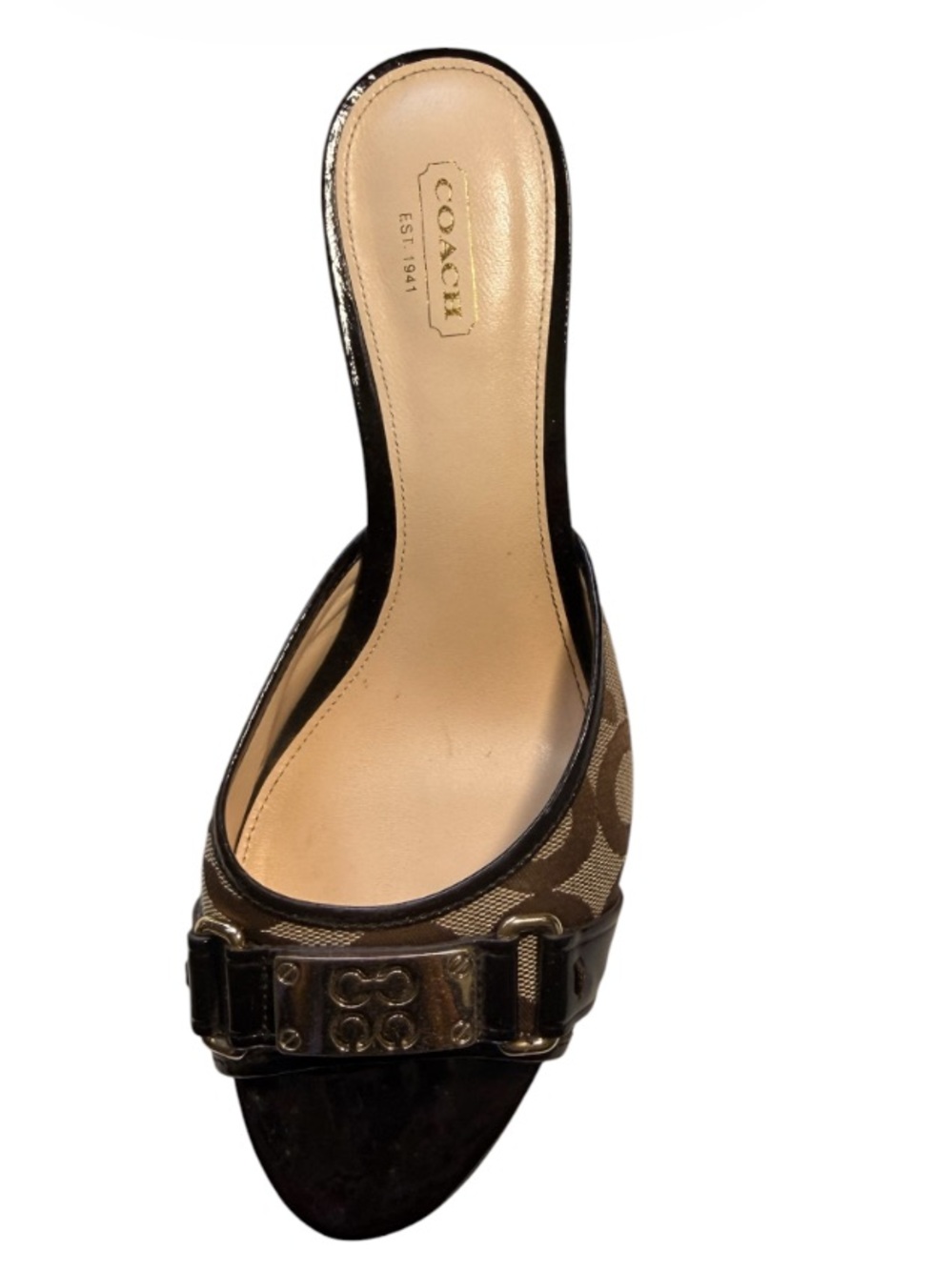 Coach Isla Signature Kitten Heel Slides Sandals size 9.5B - Picture 6 of 12